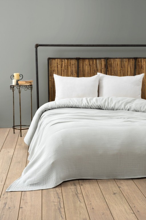 Cuvertura matlasata dubla, Muslin - Grey (220 x 250), DC Home, Bumbac
