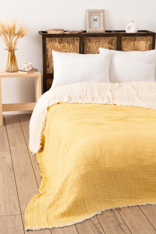 Cuvertura matlasata dubla, Muslin - Yellow (170 x 250) v2, DC Home, Bumbac