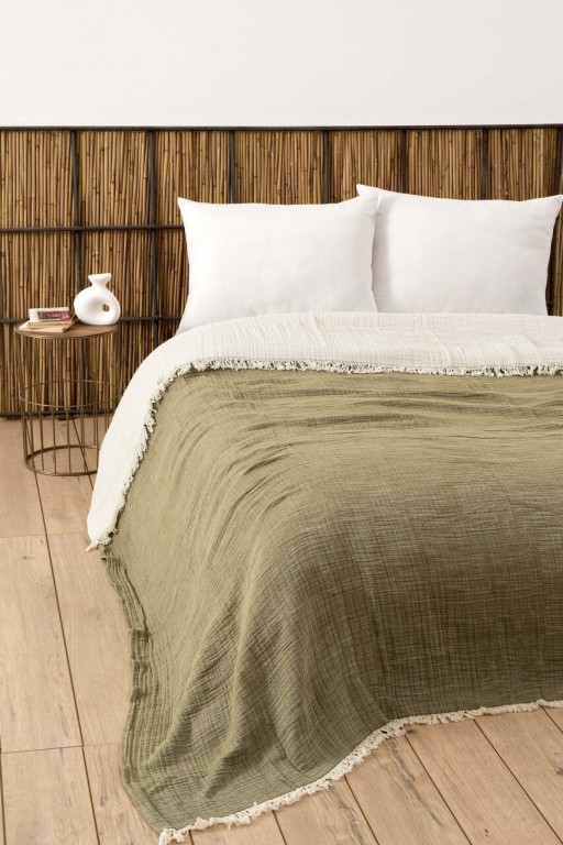 Cuvertura matlasata dubla, Muslin - Age Green (170 x 250), DC Home, Bumbac