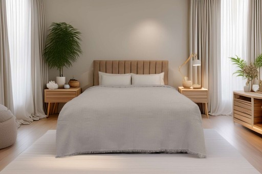 Cuvertura pique Single, Waffle - Grey, ICF Bedroom, Bumbac