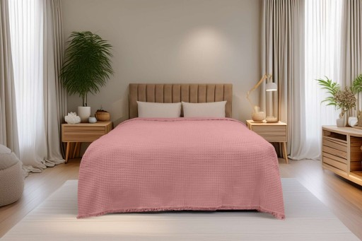 Cuvertura pique Single, Waffle - Pink, ICF Bedroom, Bumbac