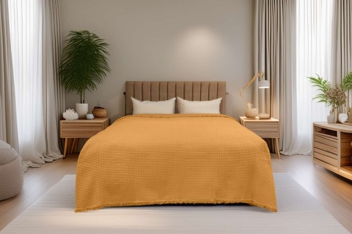 Cuvertura pique Single, Waffle - Caramel, ICF Bedroom, Bumbac