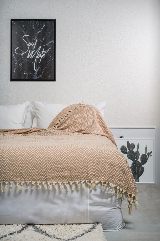 Cuvertura matlasata dubla, Zigzag - Cream, ICF Bedroom, Bumbac