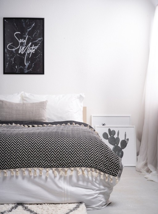 Cuvertura matlasata dubla, Zigzag - Black, ICF Bedroom, Bumbac