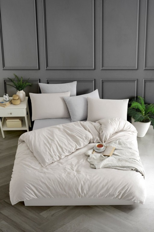 Lenjerie de pat pentru o persoana, Yarn Dyed - Beige, Tabu Home, 70% bumbac/30% poliester