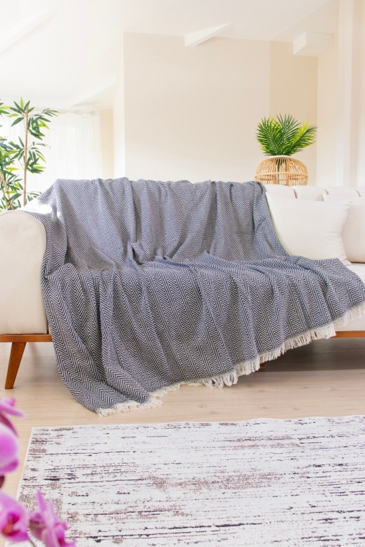 Cuvertura de pat, Woven Cozy - Black, Tabu Home, 80% bumbac / 20% poliester
