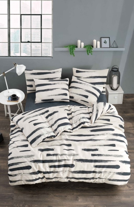 Lenjerie de pat pentru o persoana, Brush Fitted, Tabu Home, 65% bumbac/35% poliester