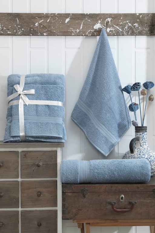 Set prosoape, Eponj Home, DS, Bumbac, Albastru indigo