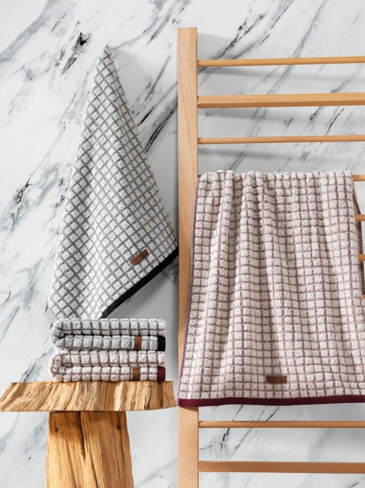 Set prosoape, Cotton Box, Nature, Bumbac/Poliester , Negru / Roșu Claret
