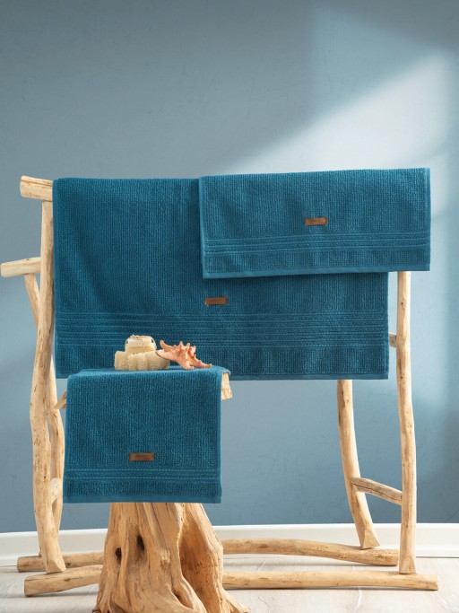 Set prosoape, Cotton Box, Wellness, Bumbac, Albastru petrol