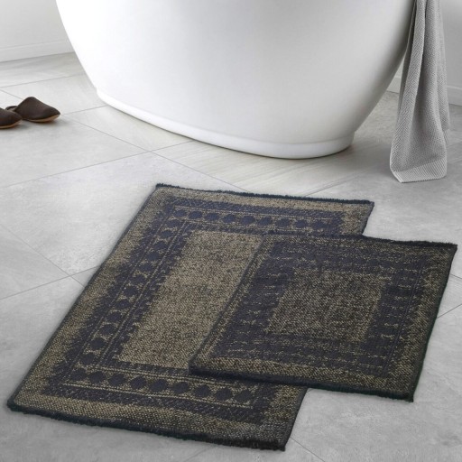Set covorase de baie, Alanur Home, Venedik, Bumbac, Verde/Negru