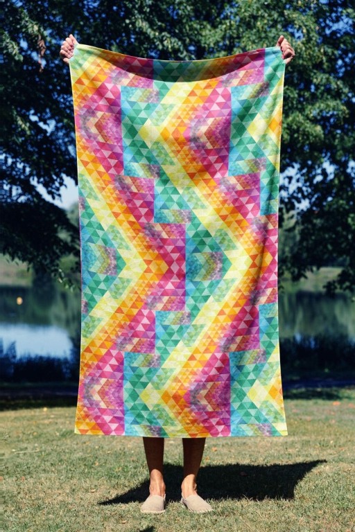 Prosop de plaja, Astacura, Geometric Mozaic 90, 90x150 cm, 70% poliester/30% poliamida, Multicolor
