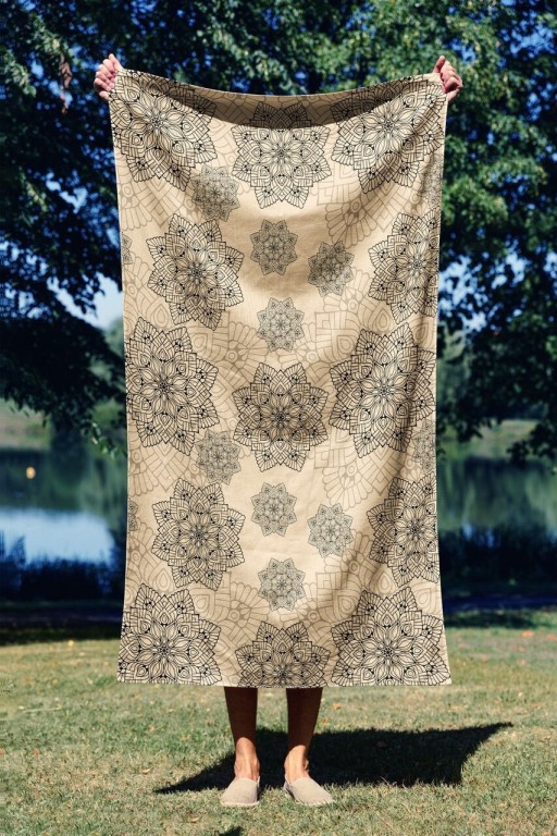 Prosop de plaja, Astacura, Mandala 90, 90x150 cm, 70% poliester/30% poliamida, Multicolor