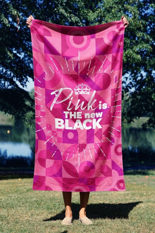 Prosop de plaja, Astacura, Pink is The New Black 90, 90x150 cm, 70% poliester/30% poliamida, Multicolor