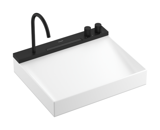 Lavoar cu baterie termostatata incorporata Hansgrohe Avalegra AquaUnit 58x47.5x10cm  negru mat