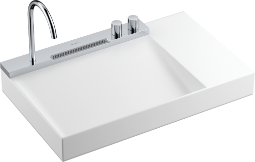 Lavoar asimetric cu baterie termostatata incorporata Hansgrohe Avalegra AquaUnit 78x47.5x10cm  orientare dreapta  crom