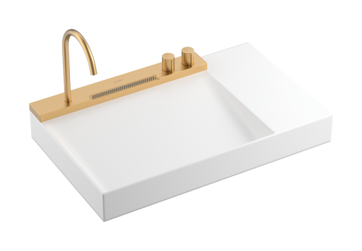 Lavoar asimetric cu baterie termostatata incorporata Hansgrohe Avalegra AquaUnit 78x47.5x10cm  orientare dreapta  bronz periat
