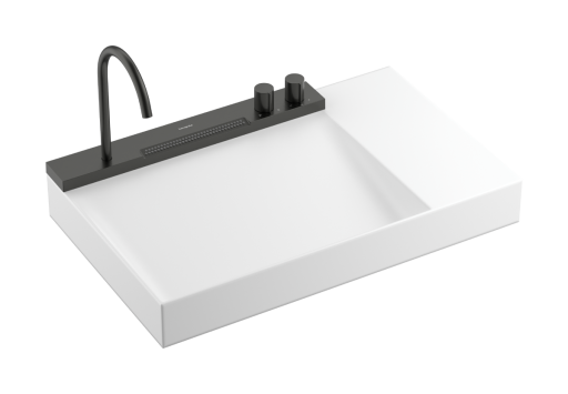Lavoar asimetric cu baterie termostatata incorporata Hansgrohe Avalegra AquaUnit 78x47.5x10cm  orientare dreapta  negru periat