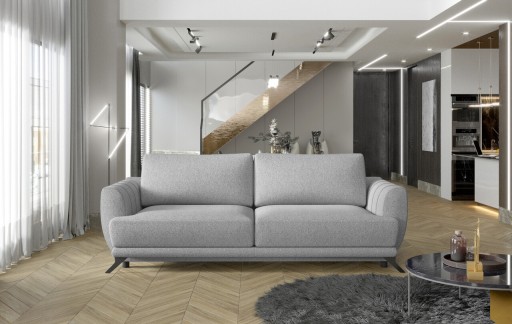 Canapea extensibila 3 locuri ELTAP, Meg04, Megis, 242x95x90 cm, lemn/poliester, gri deschis