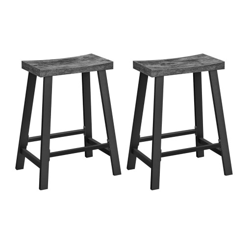 Set 2 scaune de bar, Vasagle, Industrial, 37x62.5 cm, PAL/otel, maro