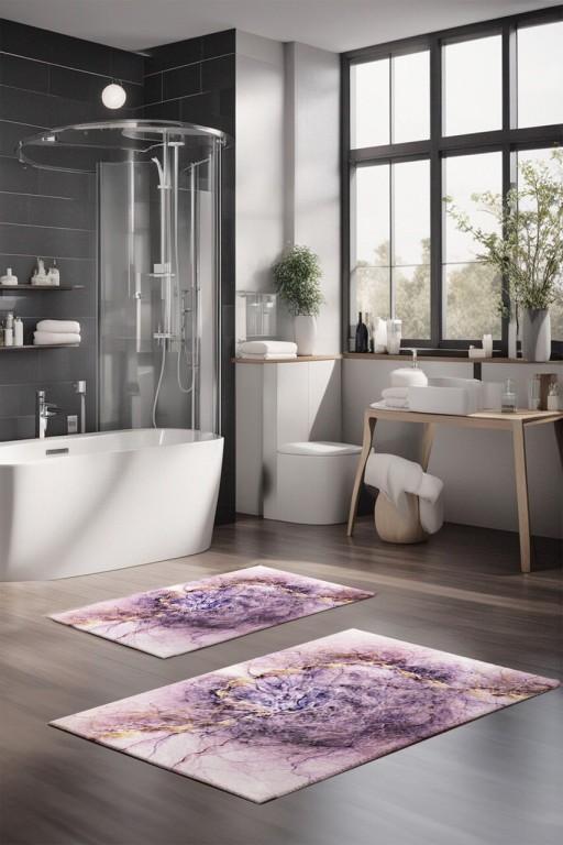 Set covorase de baie, Cartwright, CT-5050, Poliester, Multicolor