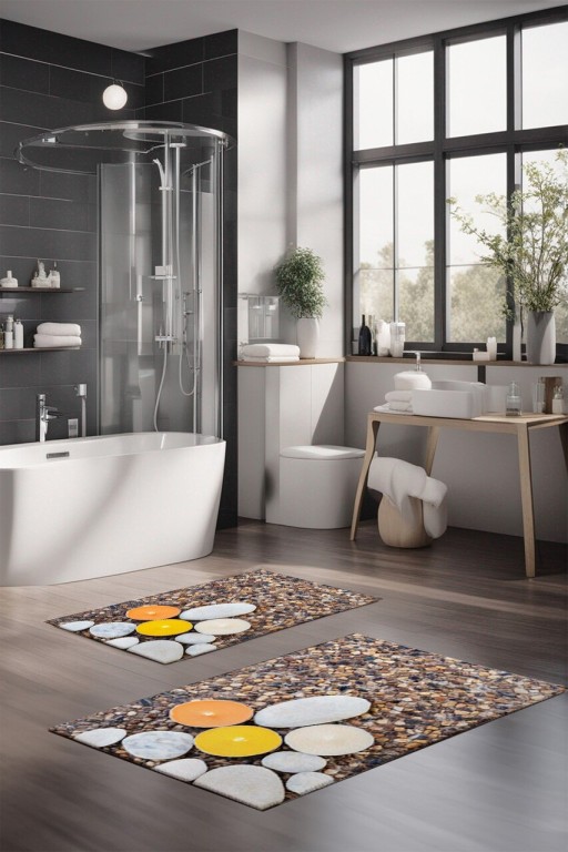 Set covorase de baie, Cartwright, CT-5185, Poliester, Multicolor