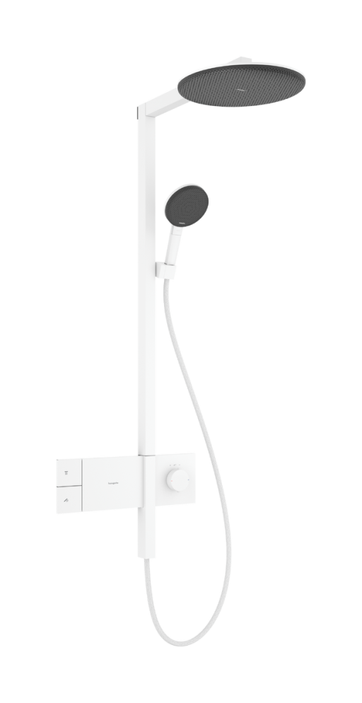 Coloana de dus Hansgrohe Raindance Alive S 300 1jet EcoSmart cu baterie termostatata ShowerSelect Comfort alb mat