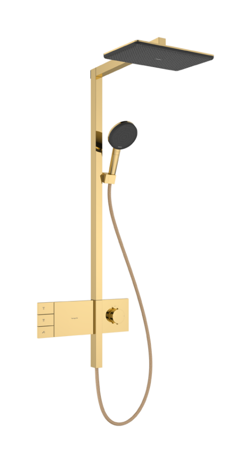 Coloana de dus Hansgrohe Raindance Alive Q 210x340 2jet EcoSmart cu baterie termostatata ShowerSelect Comfort  gold optic