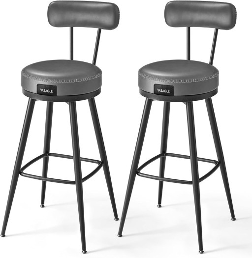 Set 2 scaune de bar, Vasagle, Ekho, 57x101 cm, otel/piele ecologica, maro camel
