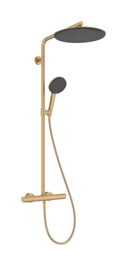 Coloana de dus Hansgrohe Raindance Alive S Puro 300 1jet EcoSmart cu baterie termostatata Ecostat  bronz periat