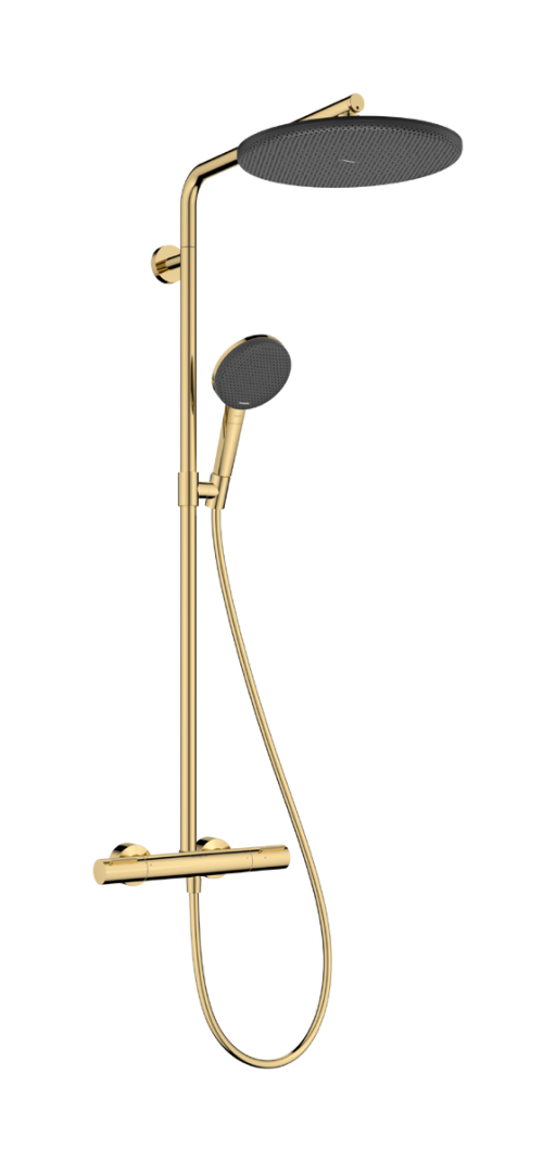Coloana de dus Hansgrohe Raindance Alive S Puro 300 1jet EcoSmart cu baterie termostatata Ecostat  gold optic