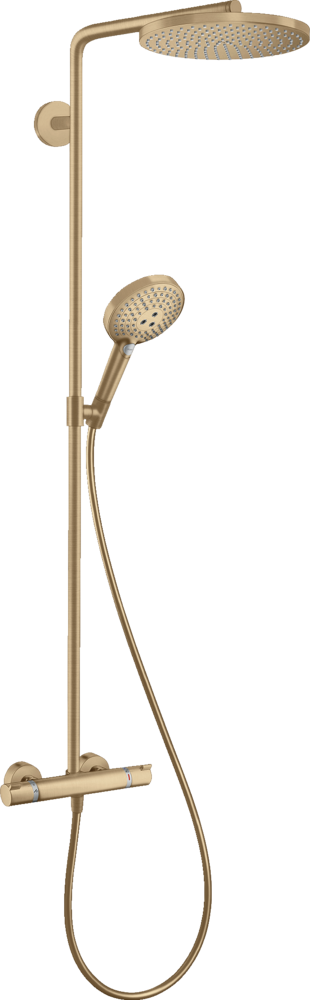 Coloana de dus Hansgrohe Raindance S 240 1jet PowderRain EcoSmart+ cu baterie termostatata  bronz periat