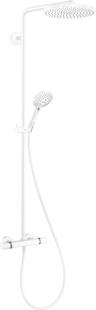 Coloana de dus Hansgrohe Raindance S 240 1jet PowderRain EcoSmart+ cu baterie termostatata  alb mat