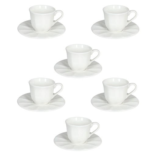 Set 6 cesti de cafea cu farfurie Queen, Andrea Fontebasso, 85 ml, New Bone China, alb