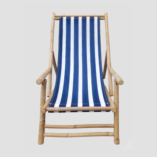 Sezlong Mare, Homla, 60x115x83 cm, bambus/poliester, natur/albastru