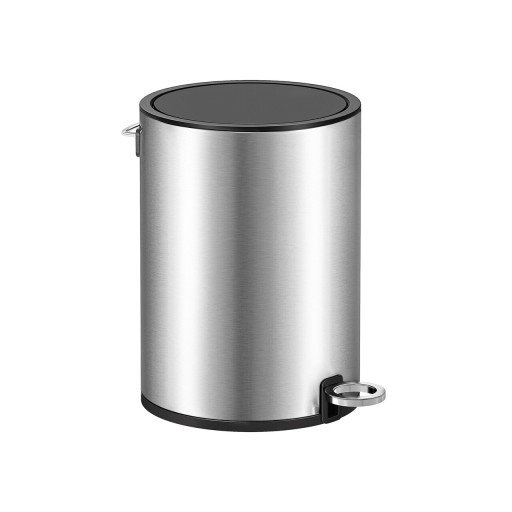 Cos de gunoi cu pedala 3 L, Songmics, Cosmetic, inchidere soft close, 23.8x18.8x25.7 cm, inox/plastic, argintiu