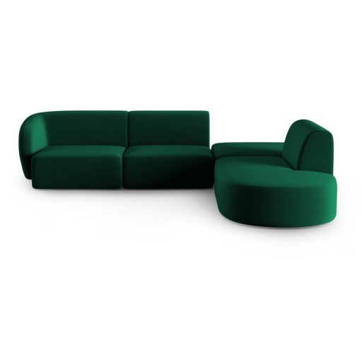 Colțar verde cu tapițerie din catifea (cu colț pe partea dreaptă, în formă de ”L”) Paolo – Milo Casa