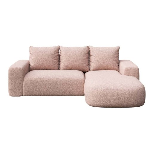 Colțar roz cu tapițerie din țesătură bouclé (cu colț pe partea dreaptă, cu șezlong) Monce – Rodier