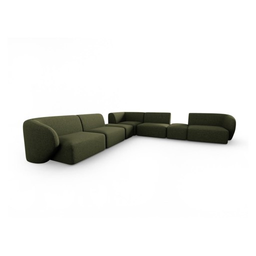 Colțar verde cu tapițerie din chenille Paolo – Milo Casa