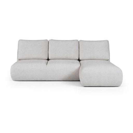 Colțar gri deschis cu tapițerie din țesătură bouclé (cu colț pe partea dreaptă, cu șezlong) Mirel – Rodier