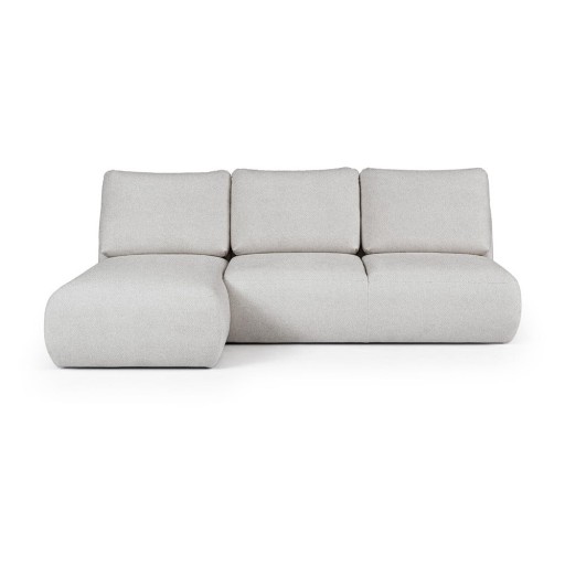 Colțar gri deschis cu tapițerie din țesătură bouclé (cu colț pe partea stângă, cu șezlong) Mirel – Rodier