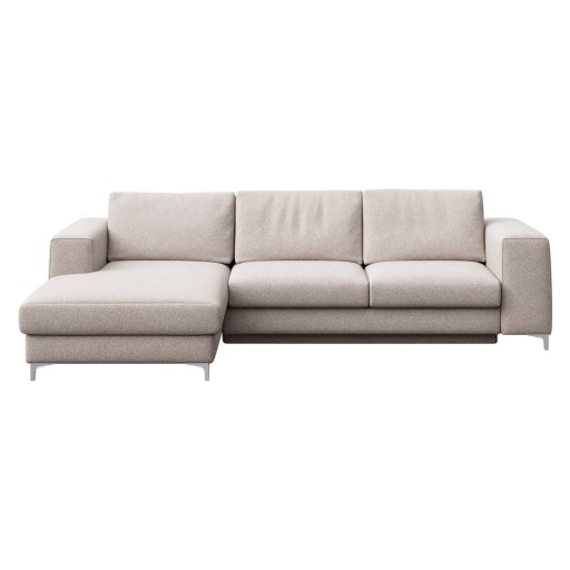 Colțar gri deschis extensibil, cu spațiu de depozitare cu tapițerie din țesătură bouclé (cu colț pe partea stângă, cu șezlong) Rene – Rodier