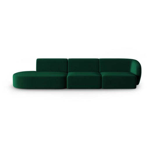 Canapea verde cu tapițerie din catifea cu colț pe partea dreaptă 311 cm Paolo – Milo Casa