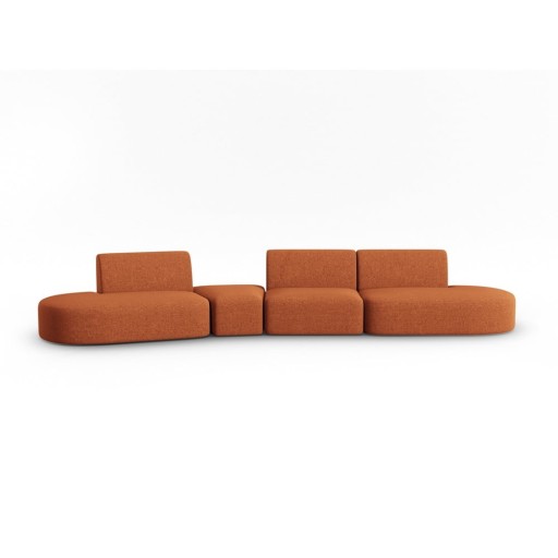 Canapea teracotă cu tapițerie din chenille cu colț pe partea stângă 428 cm Paolo – Milo Casa