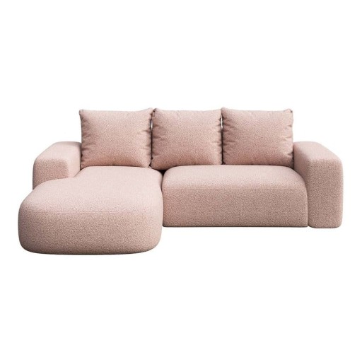 Colțar roz cu tapițerie din țesătură bouclé (cu colț pe partea stângă, cu șezlong) Monce – Rodier