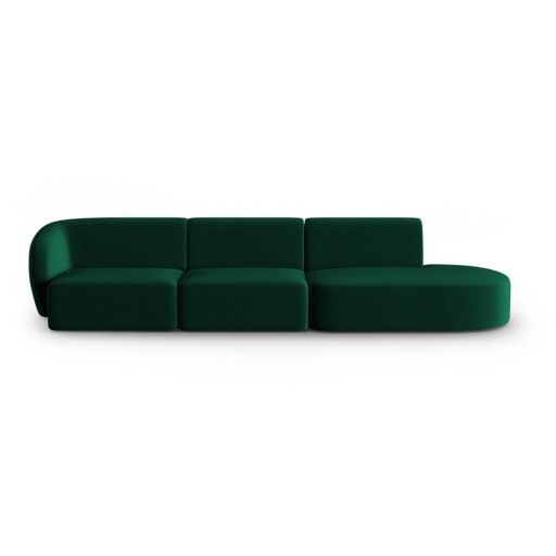 Canapea verde cu tapițerie din catifea cu colț pe partea stângă 311 cm Paolo – Milo Casa