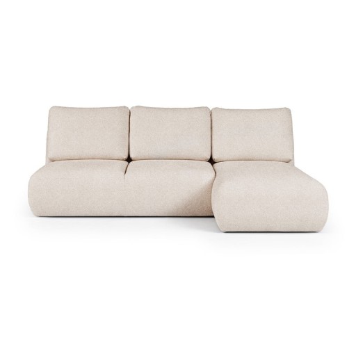 Colțar crem cu tapițerie din țesătură bouclé (cu colț pe partea dreaptă, cu șezlong) Mirel – Rodier