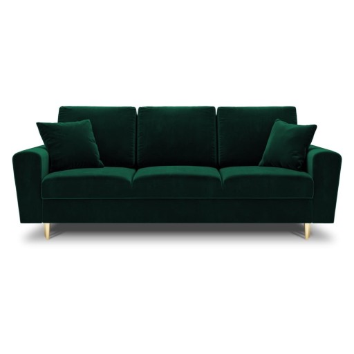 Canapea verde extensibilă, cu spațiu de depozitare cu tapițerie din catifea 235 cm Kyoto – Cosmopolitan Design