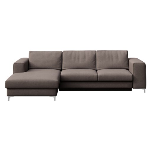 Colțar taupe extensibil, cu spațiu de depozitare cu tapițerie din catifea (cu colț pe partea stângă, cu șezlong) Rene – Rodier