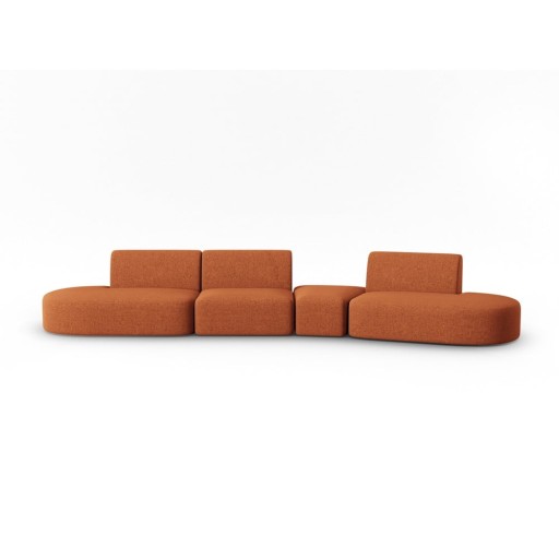 Canapea teracotă cu tapițerie din chenille cu colț pe partea dreaptă 428 cm Paolo – Milo Casa
